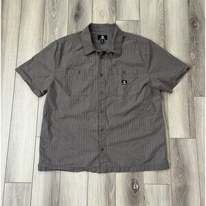 Converse Plaid Brown Short Sleeve Casual Button Up Shirt Mens Sz Medium